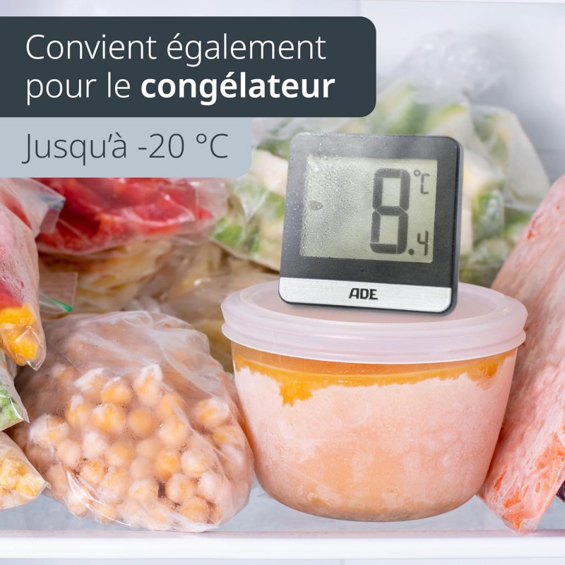 Thermomètre Digital pour Réfrigérateur et Congélateur Noir 9,5 x 6 cm - ADE