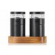 Molto Duo Moulins à Poivre et à Sel Noir 8,5 cm + Base Bois Acacia  - Ad Hoc