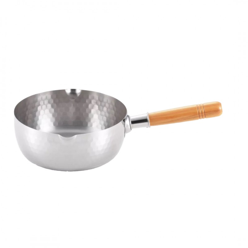 Yukihira Casserole/Poelon Inox Martelé avec Bec Verseur 20 cm 1,6L - Yoshikawa