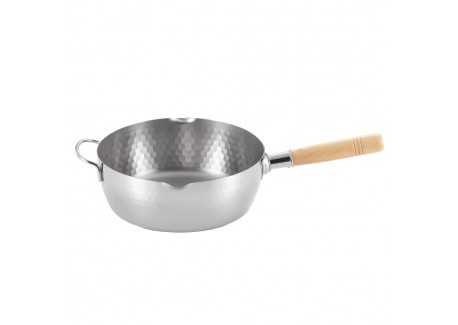 Yukihira Casserole/Poelon Inox Martelé avec Bec Verseur 24 cm 2,4L - Yoshikawa