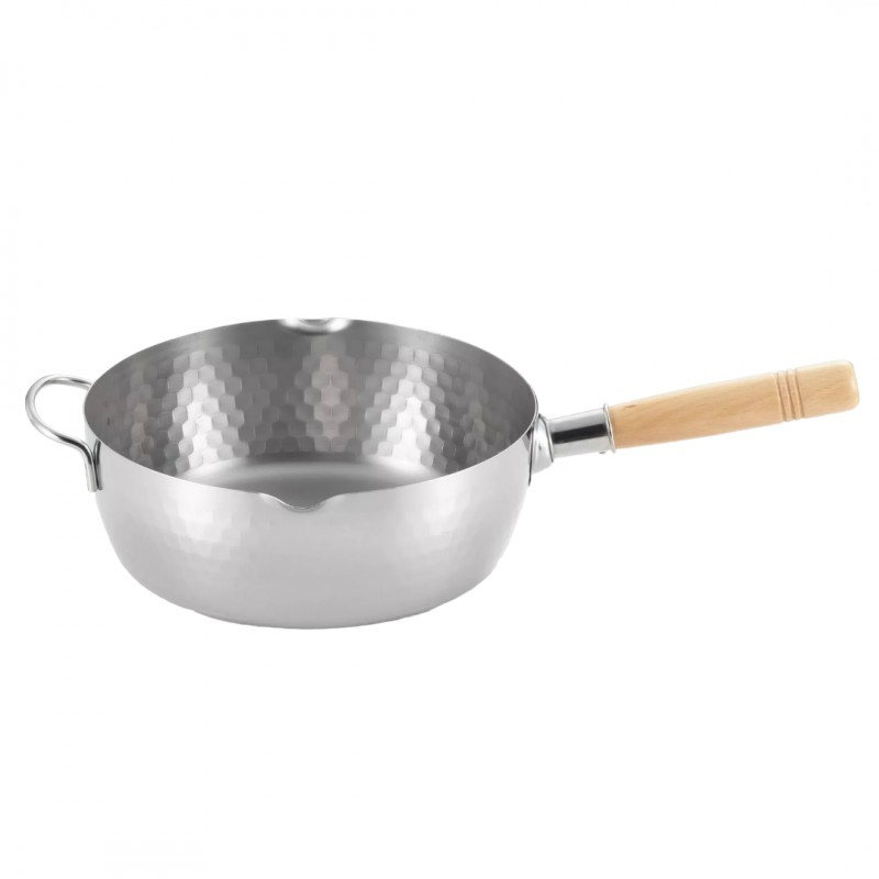 Yukihira Casserole/Poelon Inox Martelé avec Bec Verseur 24 cm 2,4L - Yoshikawa
