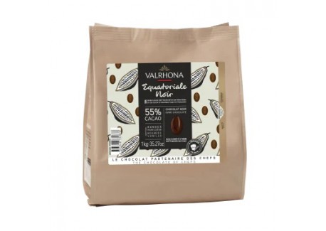 Chocolat Noir Equatoriale 55% Sachet Fèves 1 kg  - Valrhona