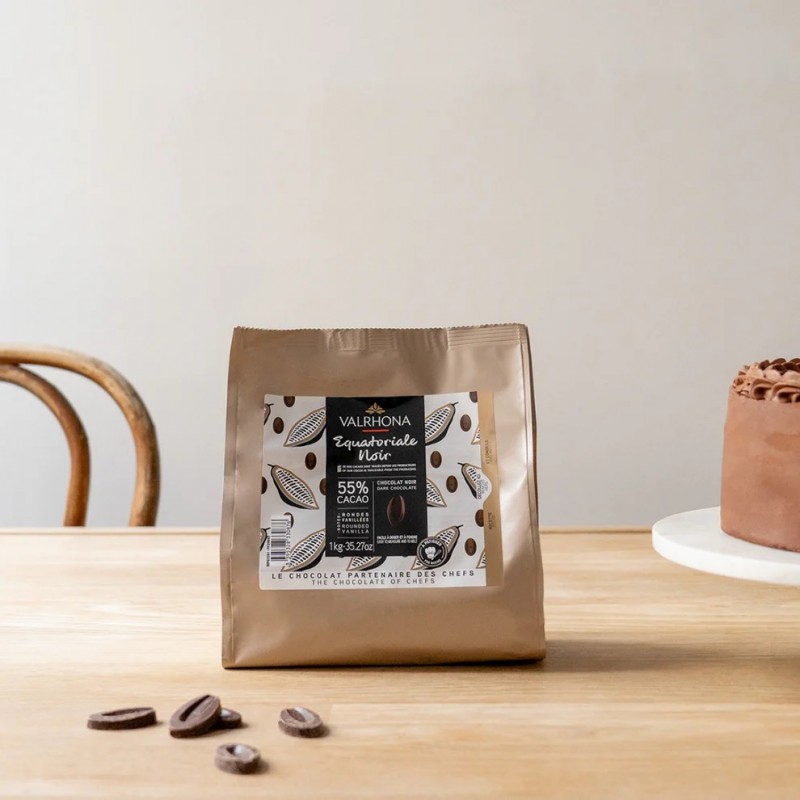 Chocolat Noir Equatoriale 55% Sachet Fèves 1 kg - Valrhona
