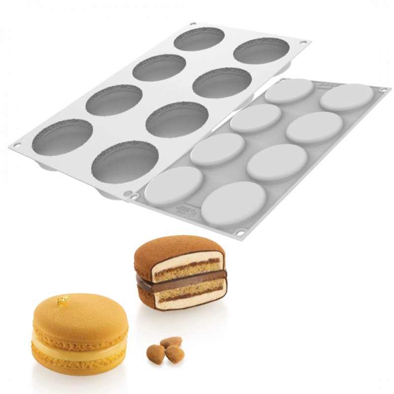 Kit 2 Moules en Silicone Macaron 110 65 mm 8x110 ml - Silikomart Professional