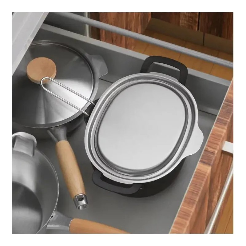 Aikata Couvercle Inox pour Marmite à Tempura et à Frire 20 x 16 cm - Yoshikawa