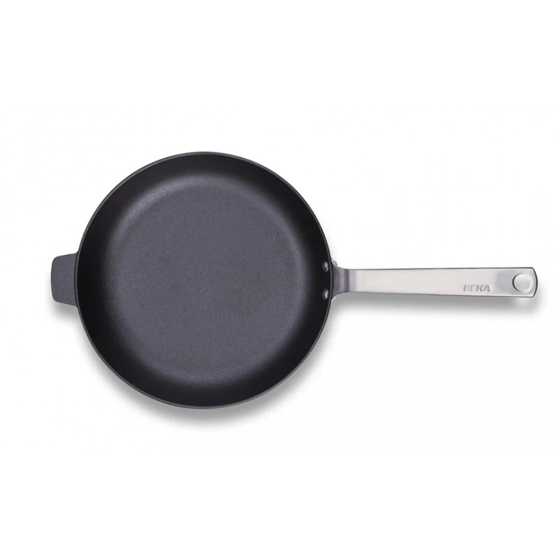-Stark Natuurlijke Ongeglazuurde Gietijzeren Koekenpan 28 cm met Handgreep - Beka Cookware