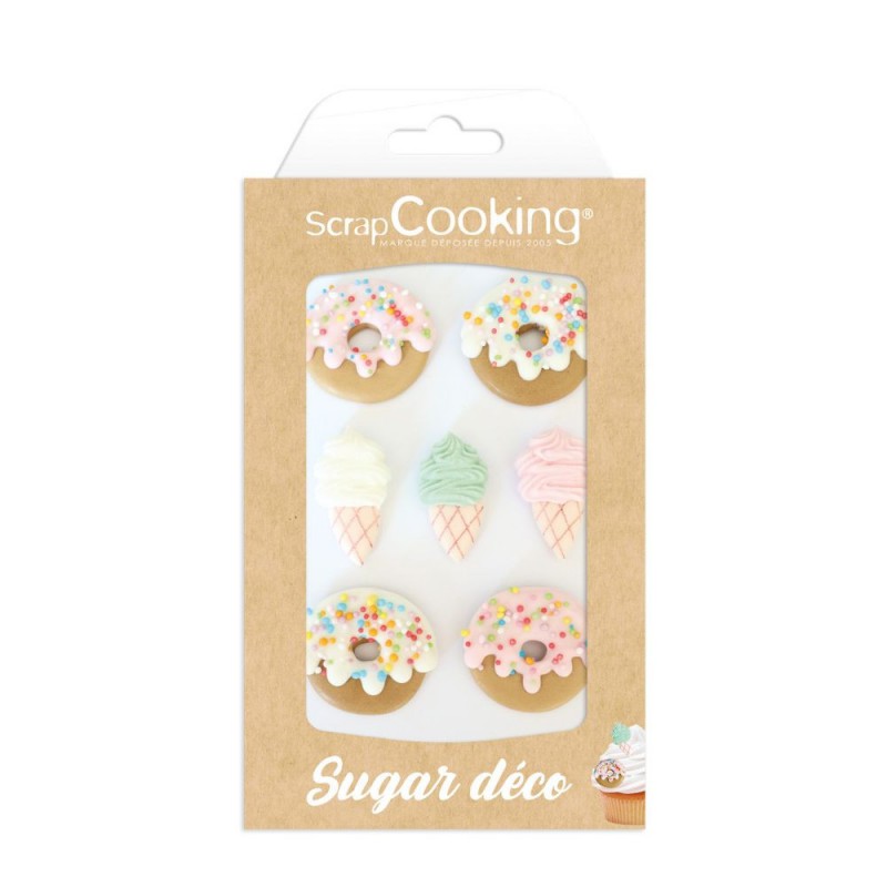 Décors Comestibles Sucrés Donuts et Glaces 7 pcs - Scrapcooking