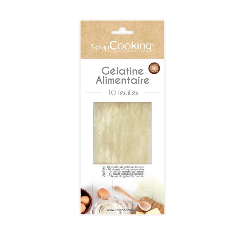 Feuilles de Gélatine Alimentaire Bovine 10 pcs - Scrapcooking