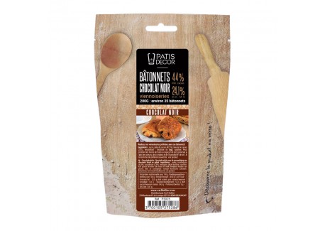 Bâtonnets de Chocolat Noir 8 cm  pour pain au Chocolat 35 pces 200 g - Patisdécor
