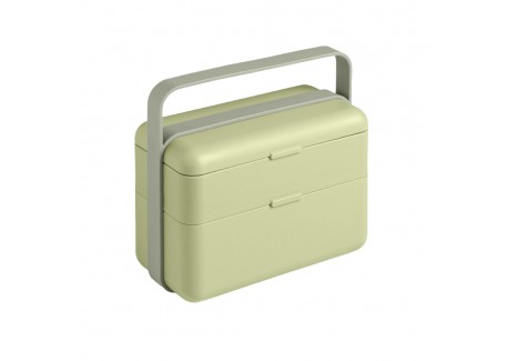 Bauletto Lunch Box Rectangulaire avec Poignée 21x18 cm Vert Thym Clair  - Blim Plus