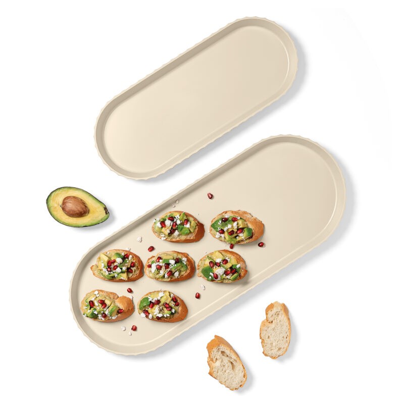 Paestum Minerva Plateau à Servir avec Bords Medium 37x15 cm Beige Sable - Blim Plus