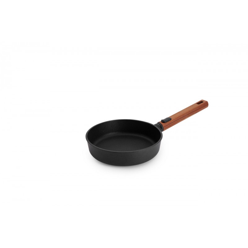 EcoLogic Poêle Fonte Aluminium Antiadhésive Diamond QXR Manche Bois 20 cm - Woll