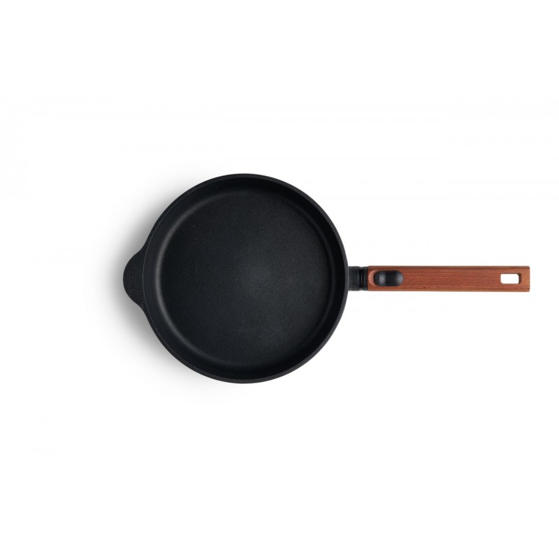 EcoLogic Poêle Fonte Aluminium Antiadhésive Diamond QXR Manche Bois 24 cm - Woll