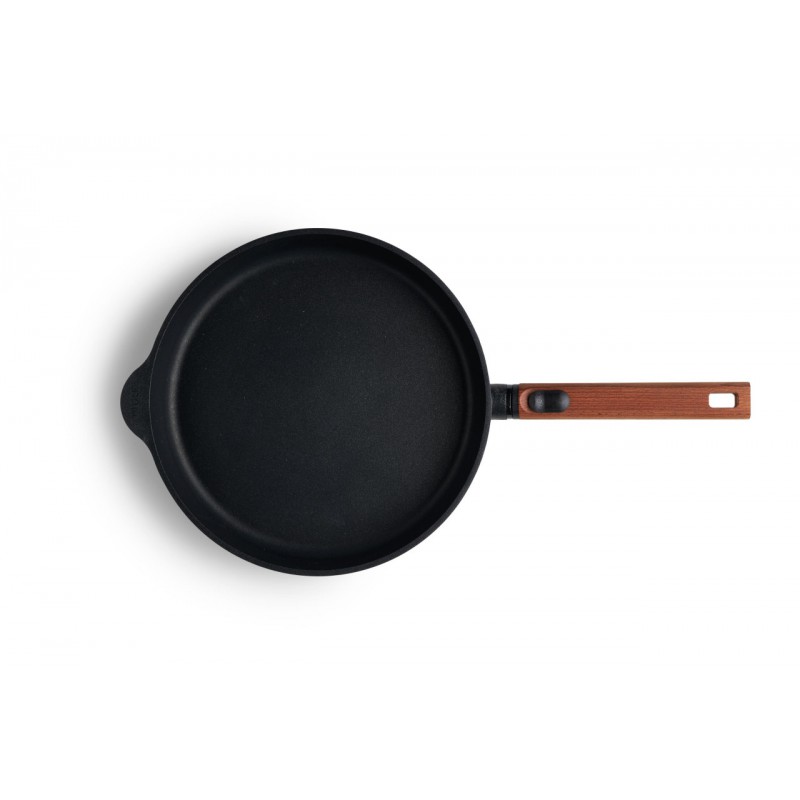 EcoLogic Poêle Fonte Aluminium Antiadhésive Diamond QXR Manche Bois 28 cm - Woll