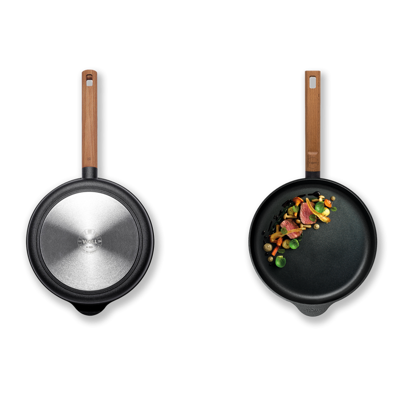 EcoLogic Poêle Fonte Aluminium Antiadhésive Diamond QXR Manche Bois 28 cm - Woll