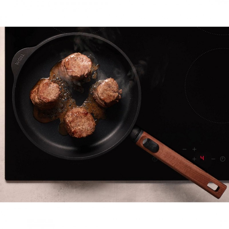 EcoLogic Poêle Fonte Aluminium Antiadhésive Diamond QXR Manche Bois 28 cm - Woll