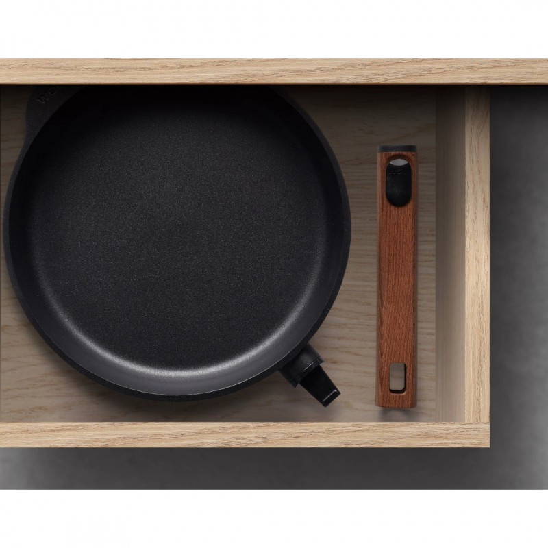 EcoLogic Poêle Fonte Aluminium Antiadhésive Diamond QXR Manche Bois 28 cm - Woll