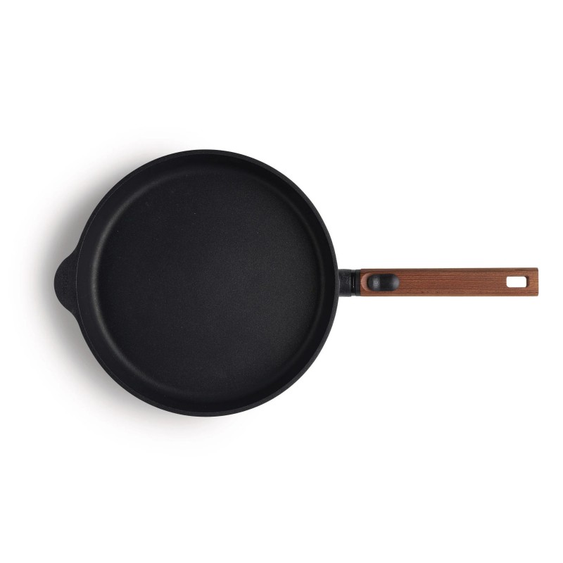 EcoLogic Poêle Fonte Aluminium Antiadhésive Diamond QXR Manche Bois 32 cm - Woll