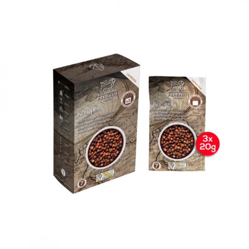 Sachets Fraicheur Poivre Rouge Kampot 3x20g - Peugeot
