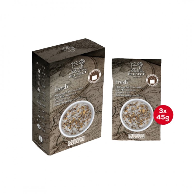 Sachets Fraicheur Fresh Mélange Gros Sel Sec Epices Agrumes 3x45g - Peugeot