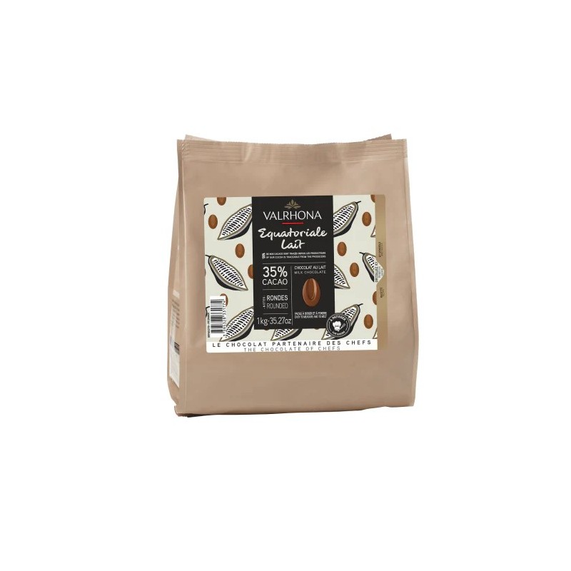 Chocolat Lait Equatoriale 35% Sachet Fèves 1 kg - Valrhona