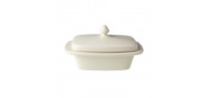Kitchen Beurrier Rectangulaire Céramique Email Brillant Blanc Crème 17x12 cm 