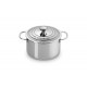 Signature 3 Casserole/Faitout en Inox Brillant 20 cm 3,8 L avec Couvercle  - Le Creuset