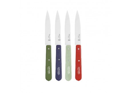 N°112 Coffret de 4 Couteaux Office Inox 10 cm Manche Bois Couleurs Paysage - Opinel
