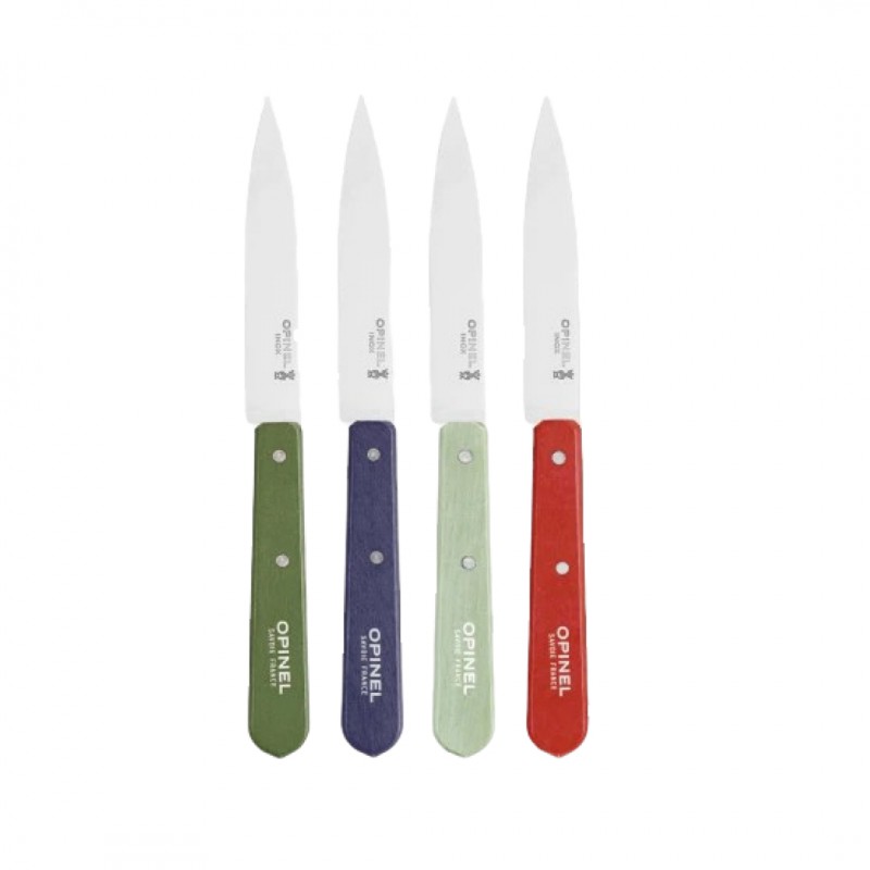 N°112 Coffret de 4 Couteaux Office Inox 10 cm Manche Bois Couleurs Paysage - Opinel