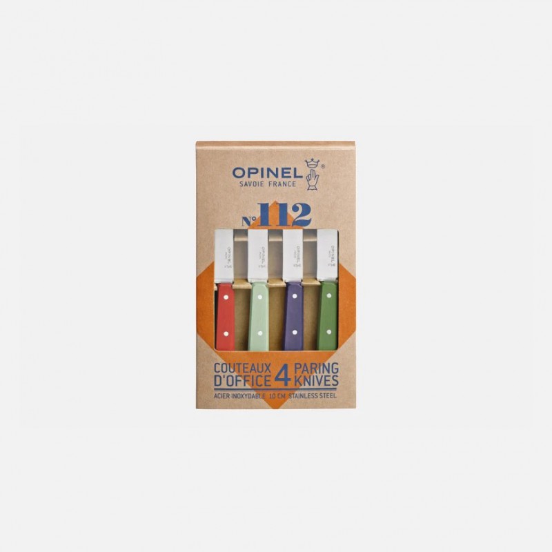 N°112 Coffret de 4 Couteaux Office Inox 10 cm Manche Bois Couleurs Paysage - Opinel