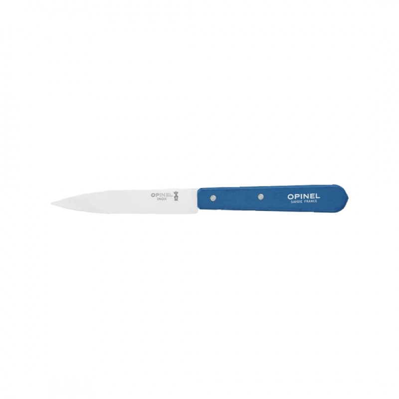 N°112 Couteau Office Lame en Inox 10 cm Manche en Bois Bleu - Opinel