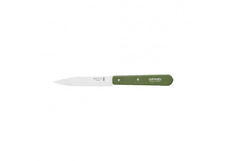 N°112 Couteau Office Lame en Inox 10 cm Manche en Bois Vert Kaki - Opinel