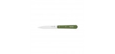 N°112 Couteau Office Lame en Inox 10 cm Manche en Bois Vert Kaki 