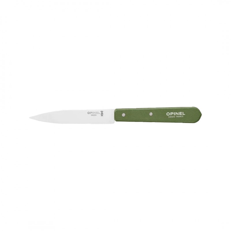 N°112 Couteau Office Lame en Inox 10 cm Manche en Bois Vert Kaki - Opinel