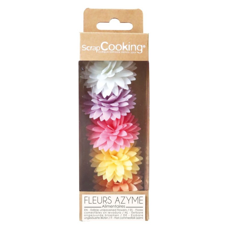 Fleurs Dahlias Comestibles en Azyme pour Déco Gâteau Pastel Ø3 cm 5 Pcs - Scrapcooking