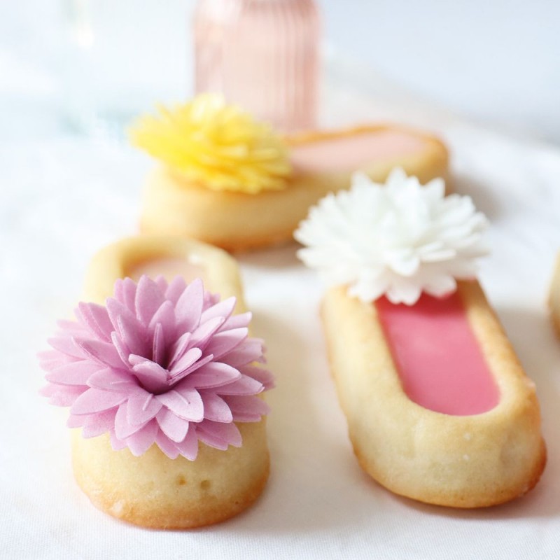 Fleurs Dahlias Comestibles en Azyme pour Déco Gâteau Pastel Ø3 cm 5 Pcs - Scrapcooking
