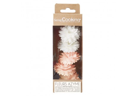 Fleurs Dahlias Comestibles en Azyme pour Déco Gâteau Blanc Rose Ø3 cm 5 Pcs - Scrapcooking