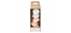 Fleurs Dahlias Comestibles en Azyme pour Déco Gâteau Blanc Rose Ø3 cm 5 Pcs