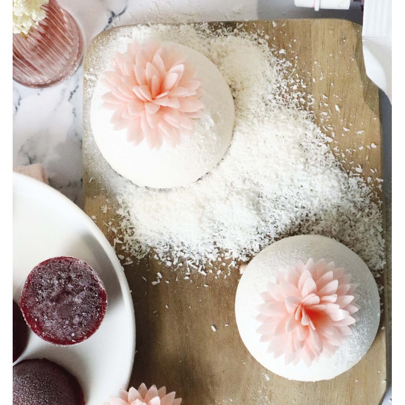 Fleurs Dahlias Comestibles en Azyme pour Déco Gâteau Blanc Rose Ø3 cm 5 Pcs - Scrapcooking