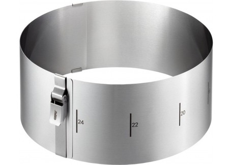 Tondo Clip Ronde Verstelbare Bakvorm RVS van Ø16 cm tot 30 cm Hoog 10 cm - Gefu