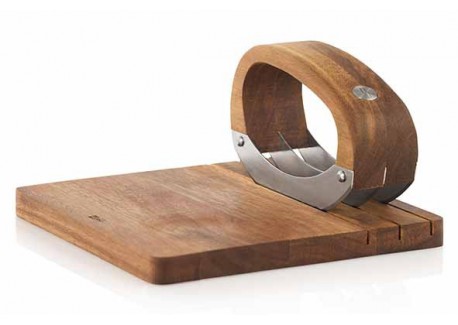 Roccaverde 3-bladige RVS Kruidenhakker + Snijplank van Acaciahout - Ad Hoc