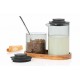 Impact Melkkan en Suikerpot Grijs Glas + Acaciahouten Dienblad - Ad Hoc