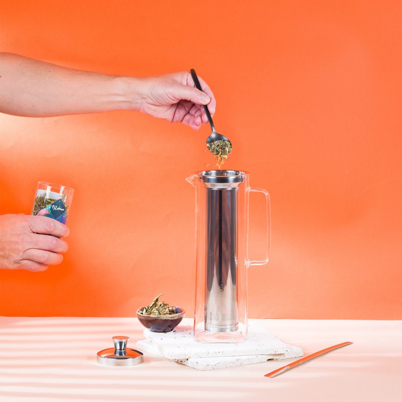 Long Island Théière en Verre Transparent avec Filtre Inox Dévissable 1,5 L - Cristel