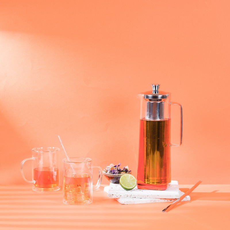 Long Island Théière en Verre Transparent avec Filtre Inox Dévissable 1,5 L - Cristel