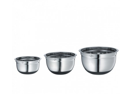 Set 3 Culs de Poule Bols Inox Gradués Antidérapants 16, 20 et 24 cm  - Kuchenprofi