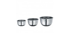 Set 3 Culs de Poule Bols Inox Gradués Antidérapants 16, 20 et 24 cm 