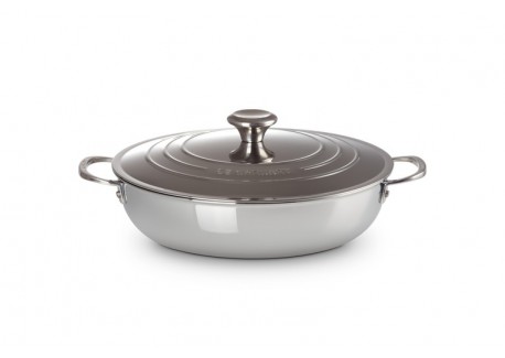 Signature 3 Sauteuse Provençale en Inox Brillant 30 cm 4,8 L avec Couvercle  - Le Creuset