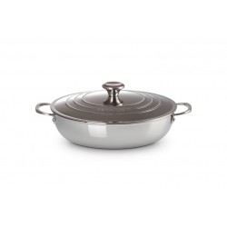 Signature 3 Provençaalse Sautépan in Glanzend RVS 30 cm 4,8 L met Deksel - Le Creuset