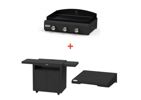 Starterspack Gas Plancha Signature Amalia Geëmailleerd Gietijzer 360 + Trolley - Le Marquier