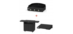 Starterspack Plancha Gaz Signature Amalia Fonte Emaillée 360 + Desserte Noire